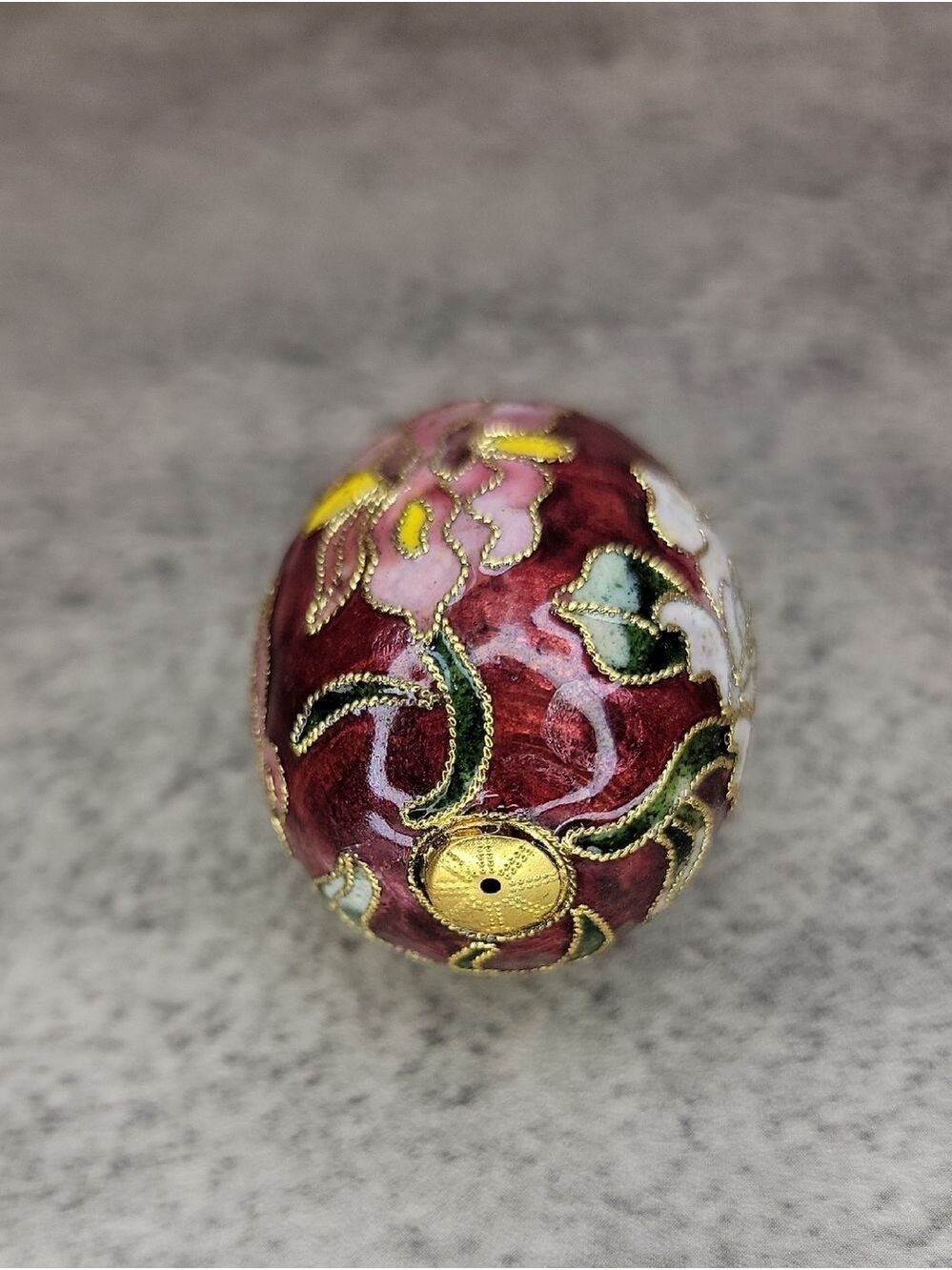 Vintage Floral Cloisonné Egg Ornament - Picture 6 of 11